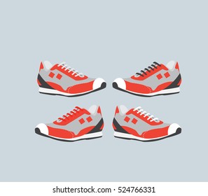 set of sneakers with colorful laces.