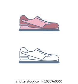 Set of Sneakers, Gumshoes, Shoes for Sport, Lifestyle Walking. Vector, Illustration