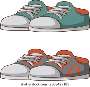 Set of sneakers shoes illustration