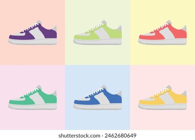 Set of sneakers vector illustration full color