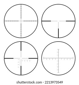 Set Set von Scharfschützen mit kreisförmigen Gesichtern mit Rücken oder Crosshair auf weißem Hintergrund - VektorVektorgrafik