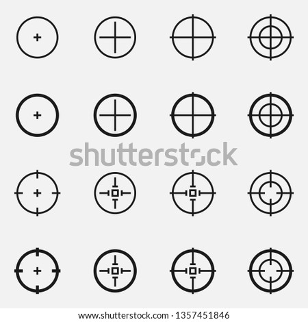 Set of sniper scope crosshairs black and white vector icon.