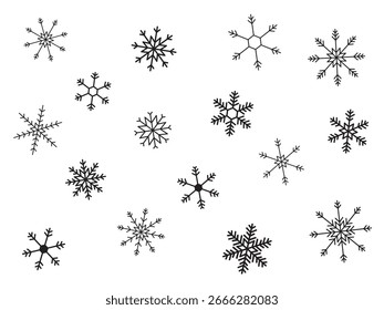 Set Schneeflocken für die Winterzeit
