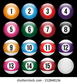 set of snooker balls