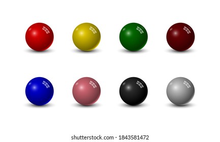 Set of snooker balls isolated on white background, vector illustration