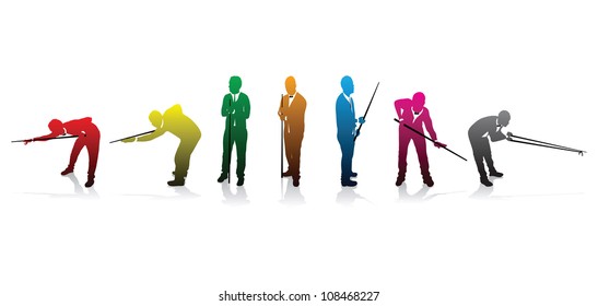 set of snooker player silhouettes