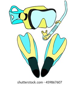 set with snorkeling of goods vector illustration