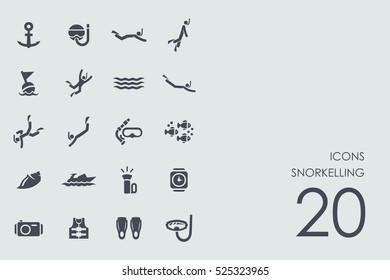 Set of snorkelling icons