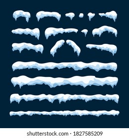 Set of Snow Cap isolated on blue background. New Year and Christmas decoration element. Vector illustration