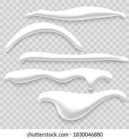 Set of snow caps on transparent background. Vector illustration.