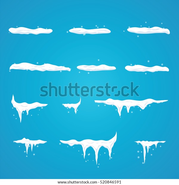 Set Snow Caps Snowflakes Icicles New Stock Vector (Royalty Free ...