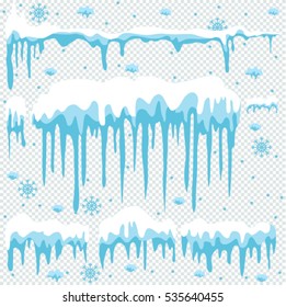 Set of snow design element on transparent background