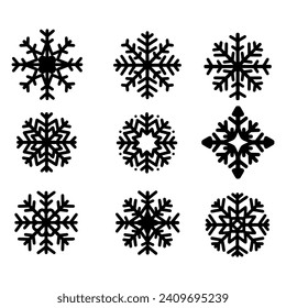 conjunto de iconos de copo de nieve sobre fondo blanco. EPS vectorial 10