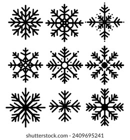 set of snow flake icon on white background. vector EPS 10