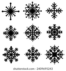 set of snow flake icon on white background. vector EPS 10