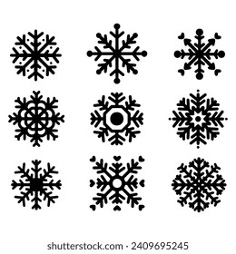 set of snow flake icon on white background. vector EPS 10