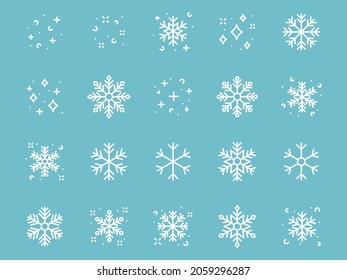 conjunto de iconos de la línea de copos de nieve, fresco, invierno, navidad
