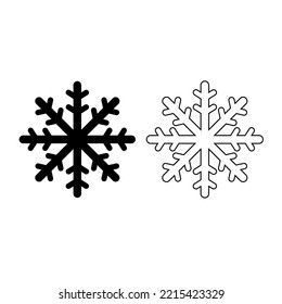 Juego de copos de nieve. Flores de nieve en línea y negro