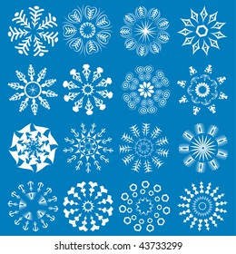 Set of Snow Flakes and Stars.