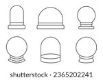 Set Snow globe inline art style . Winter, Christmas, and New Year design elements