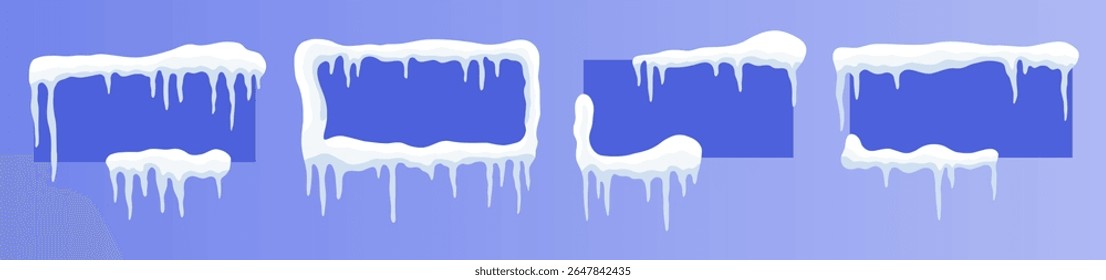 Set of snow ice cap advertising banners in rectangular shapes. Perfect for winter-themed promotions.