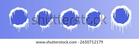 Set of snow ice cap advertising banners in round shape. Perfect for winter-themed promotions.