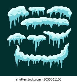 Satz von Schneekrädern, Schneekappe einzeln. Vektorvorlage im Cartographiestil