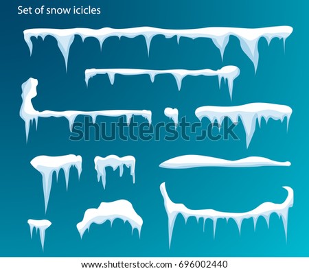 set snow icicles snow cap isolated stock vector royalty free