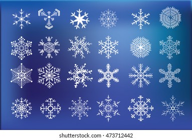 Set of Snow icon with blue background