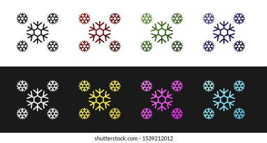 Set Snow icon isolated on black and white background.  Vector Illustration