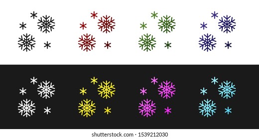 Set Snow icon isolated on black and white background.  Vector Illustration