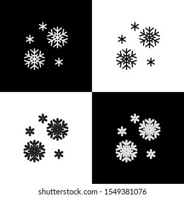 Set Snow icon isolated on black and white background.  Vector Illustration