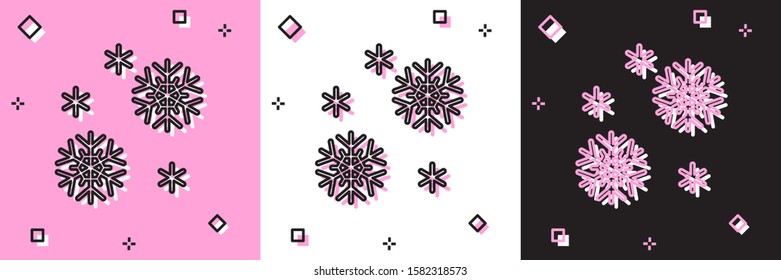 Set Snow icon isolated on pink and white, black background.  Vector Illustration