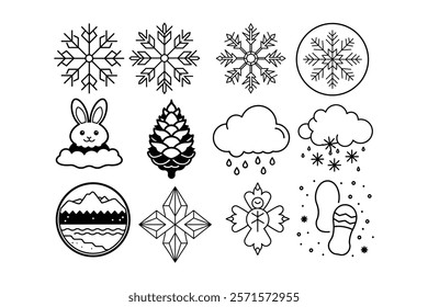 Set of Snow icon on vector illustration