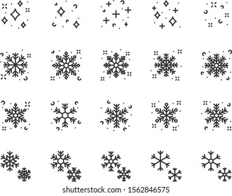 set of snow icons, snowflake, winter, christmas, ice, cold