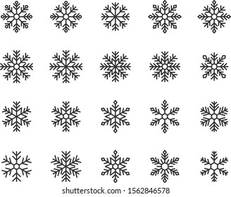 set of snow icons, snowflake, winter, christmas, ice, cold