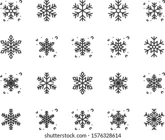 set of snow icons, snowflake, winter season