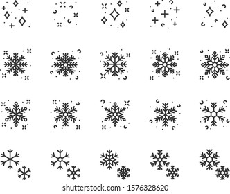 set of snow icons, snowflake, winter season