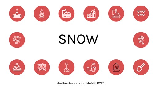 Set of snow icons such as Water, Christmas tree, Ice skate, Forecast, Ice skating, Garlands, Hill, Balalaika, Beanie, Shovel, Cool , snow