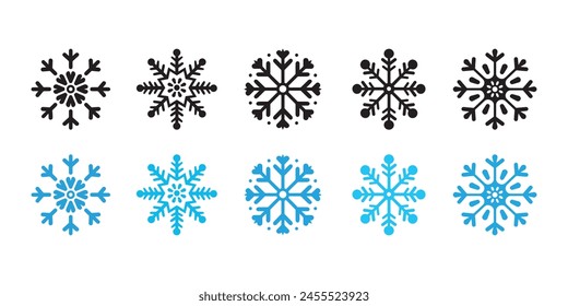 Set of Snow icons. Vector illustration in flat style