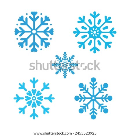 Set of Snow icons. Vector illustration in flat style