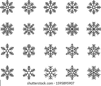 set of snow icons, winter, snowflake, season
