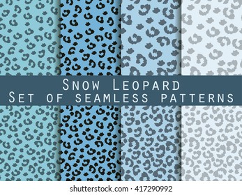 Set snow leopard seamless pattern. Vector.