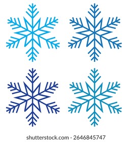 Set of snow lines icon. Christmas snowflake icons isolated. Snowflake icon outline style silhouette. blue Snowflake symbols. Snow icon Editable vector on a white backgrounds, eps10 