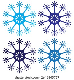 Ícone de conjunto de linhas de neve. Ícones de flocos de neve de Natal isolados. Silhueta de estilo de contorno de ícone Snowflake. símbolos azuis Snowflake. Ícone de neve Vetor editável em um fundo branco, eps10 