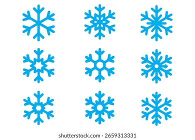 Set of snow lines icon. Christmas snowflake icons isolated. Snowflake icon outline style. Set of snowflake silhouette. Editable vector pictograms isolated on a white background. Vector Illustration.