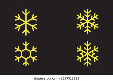 Ícone de conjunto de linhas de neve. Ícones de flocos de neve de Natal isolados. Estilo de contorno do ícone Snowflake. Conjunto de silhueta floco de neve. Pictogramas vetoriais editáveis isolados sobre fundo branco. Ilustração de vetor.
