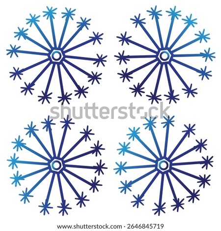 Set of snow lines icon. Christmas snowflake icons isolated. Snowflake icon outline style silhouette. blue Snowflake symbols. Snow icon Editable vector on a white backgrounds, eps10 