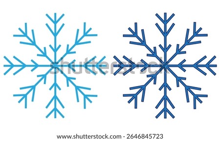 Set of snow lines icon. Christmas snowflake icons isolated. Snowflake icon outline style silhouette. blue Snowflake symbols. Snow icon Editable vector on a white backgrounds, eps10 