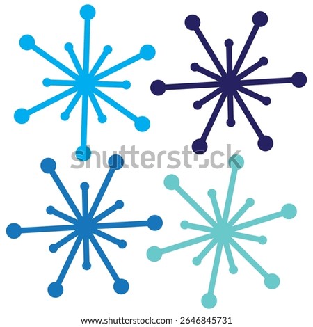 Set of snow lines icon. Christmas snowflake icons isolated. Snowflake icon outline style silhouette. blue Snowflake symbols. Snow icon Editable vector on a white backgrounds, eps10 